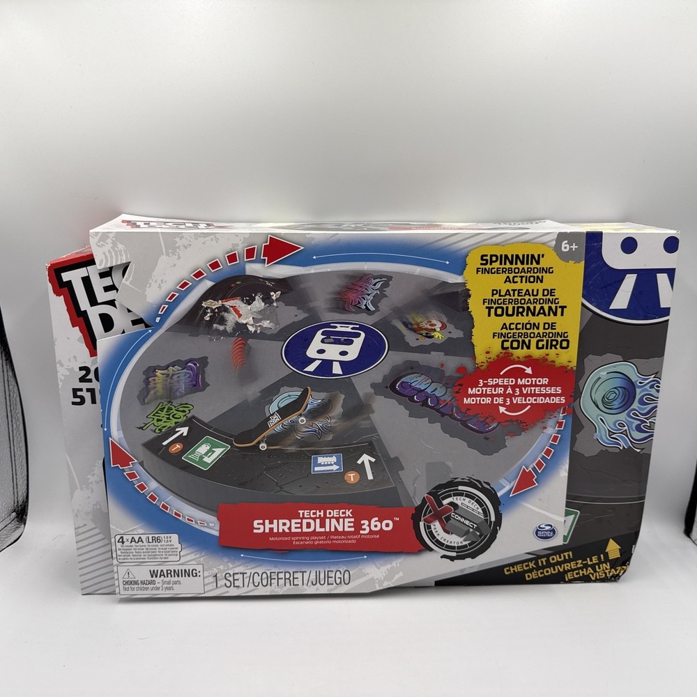 Tech Deck Shredline 360 Motorized Spinning Skate Park Play Set With Board New